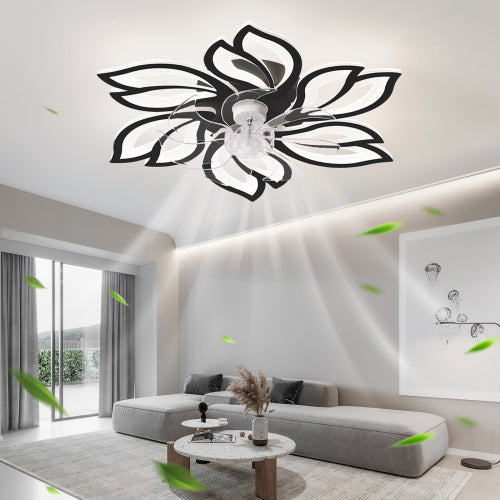 Ventilador de techo de 26 pulgadas con luces LED regulable con control remoto, luz de ventilador de velocidad del viento de 6 engranajes