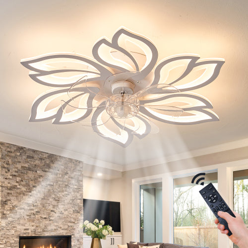 Ventilador de techo de 26 pulgadas con luces LED regulable con control remoto, luz de ventilador de velocidad del viento de 6 engranajes