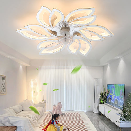 Ventilador de techo de 26 pulgadas con luces LED regulable con control remoto, luz de ventilador de velocidad del viento de 6 engranajes