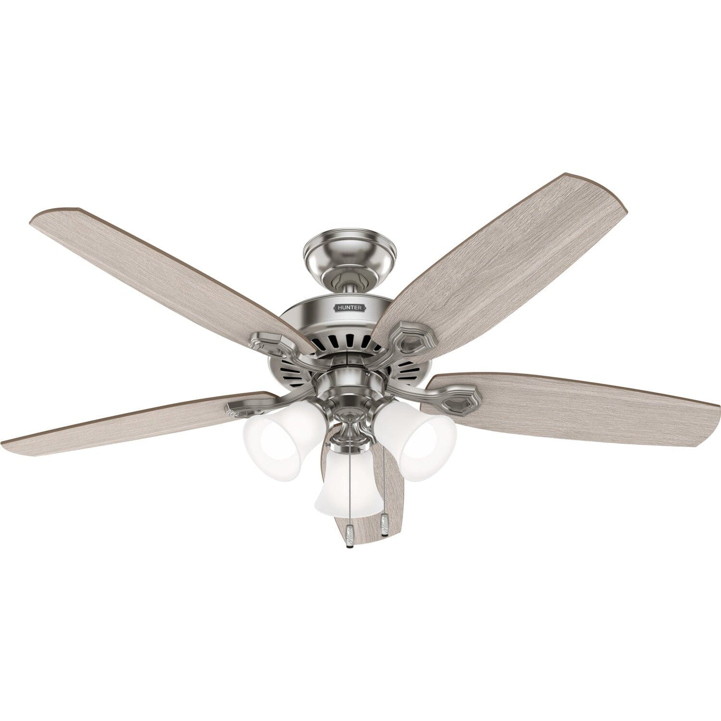 Builder ENERGY STAR DC with Light 52 inch Ceiling Fans Hunter Brushed Nickel - Light Gray Oak